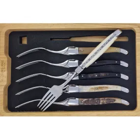 Fourchettes de table Laguiole en Aubrac Manches en Cornes mixtes (Set de 6) 