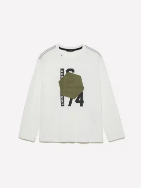T-shirt blanc à imprimé en relief